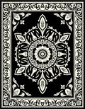 Black and Cream Floral Medallion Border Rug