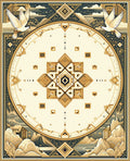 Majestic Golden Dove Geometric Mandala Rug