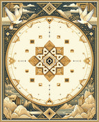 Majestic Golden Dove Geometric Mandala Rug
