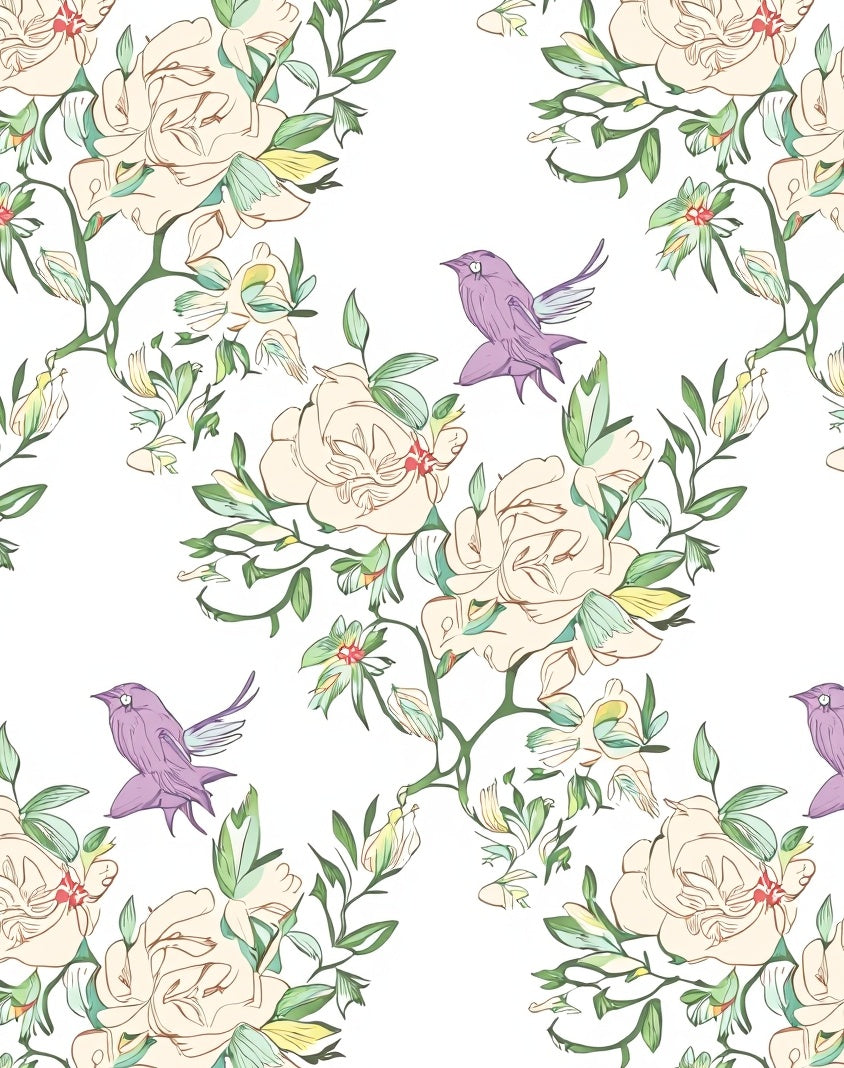 Botanical Garden Bird Pattern Rug