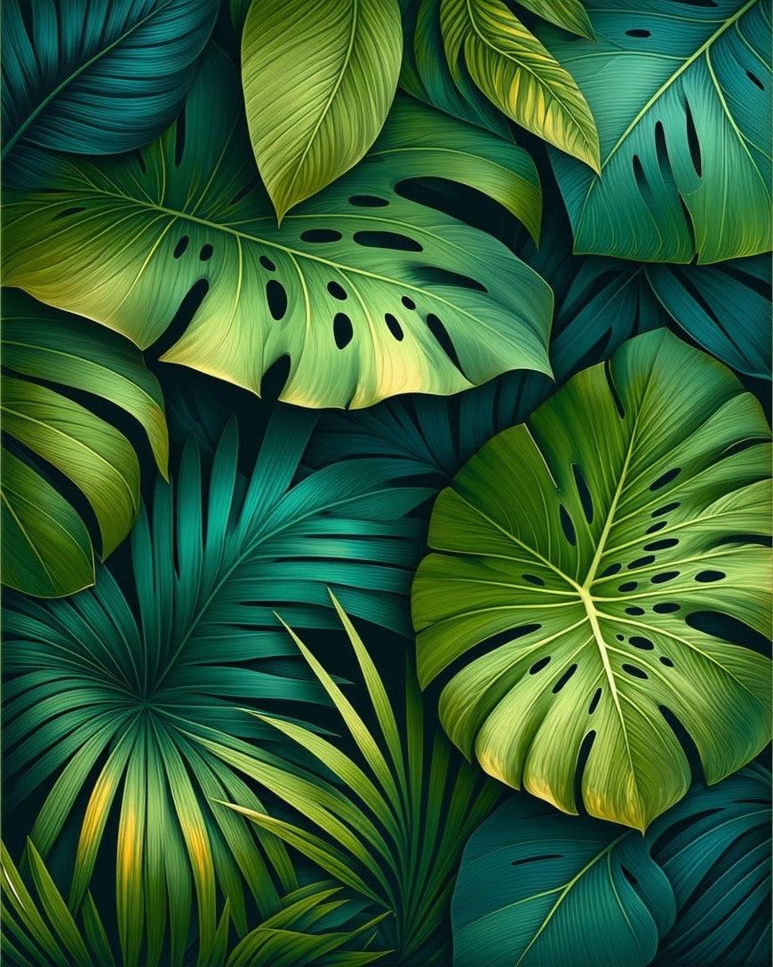 Lush Tropical Leaf Pattern Rug