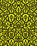 Bold Yellow Black Damask Motif Rug