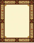 Floral Border With Red Gems Rug