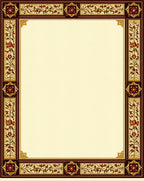 Floral Border With Red Gems Rug