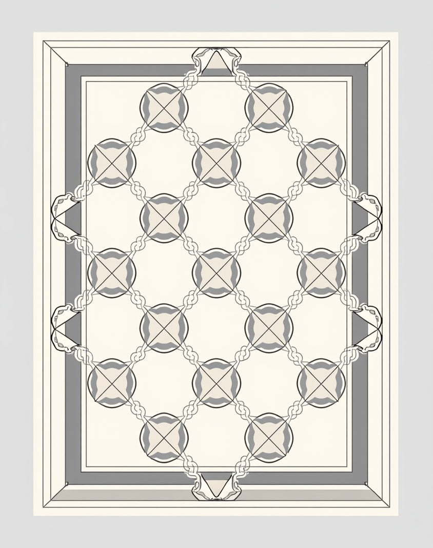 Geometric Floral Interlocking Border Design Rug