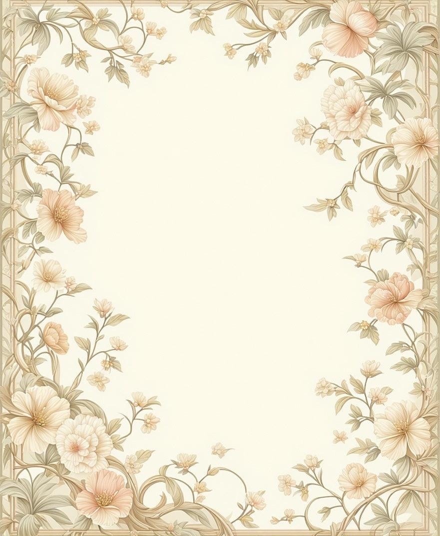 Delicate Floral Vine Scroll Design Rug