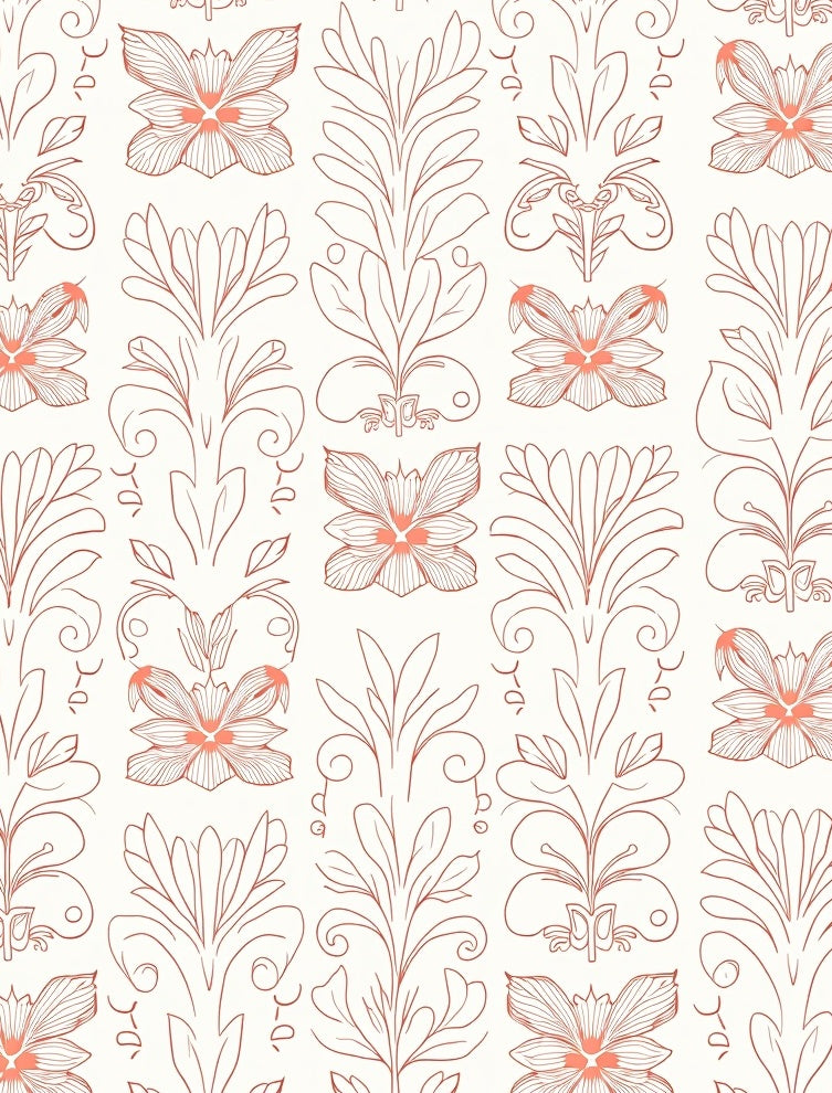 Floral Art Nouveau Styled Abstract Pattern Rug