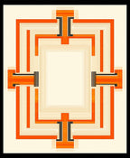 Modern Geometric Orange Deco Frame Rug