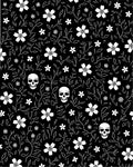 Dark White Skull Floral Vines Rug