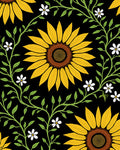 Sunflower Vine Black Pattern Rug