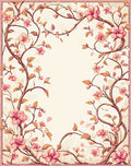 Pink Blossom Vine Floral Design Rug
