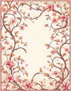Pink Blossom Vine Floral Design Rug