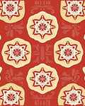 Red Starburst Floral Pattern Design Rug