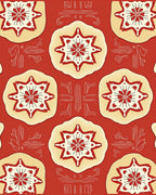 Red Starburst Floral Pattern Design Rug