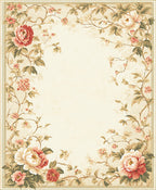 Vintage Floral Vines And Peonies Design Rug