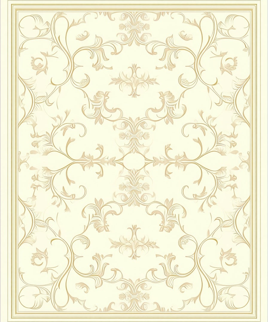 Cream Classic Floral Swirl Pattern Rug