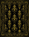 Elegant Yellow Floral Damask Border Rug