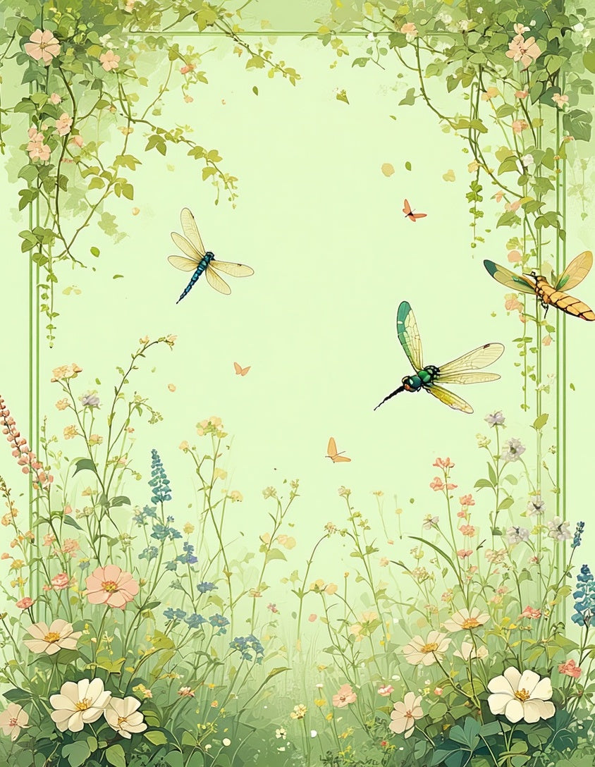 Whimsical Dragonfly Garden Scene Rug