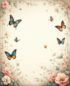 Floral Butterfly Garden Delicate Pattern Rug