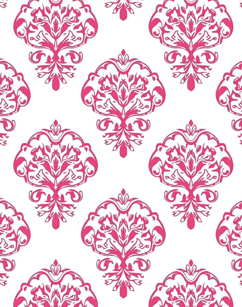 Classic Pink Damask Pattern Design Rug