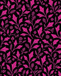 Vivid Pink Floral Garden Black Rug