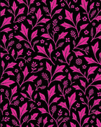 Vivid Pink Floral Garden Black Rug