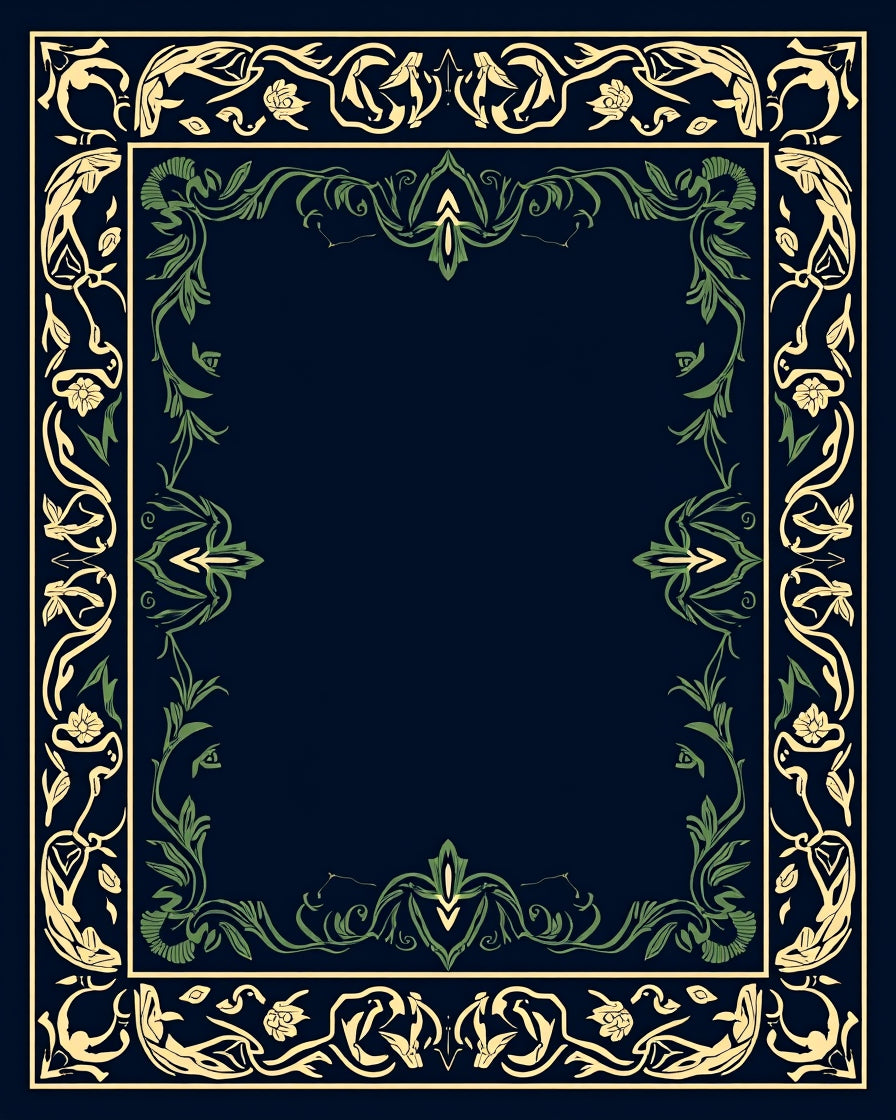 Art Nouveau Floral Border Design Rug