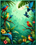 Tropical Birds Lush Jungle Design Rug