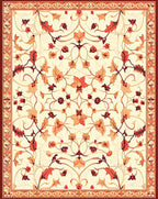 Terracotta Floral Vines Pattern Rug