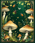 Enchanted Forest Beetle Mushroom Design Rug