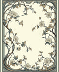 Art Nouveau Floral Whimsical Border Design Rug