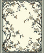 Art Nouveau Floral Whimsical Border Design Rug