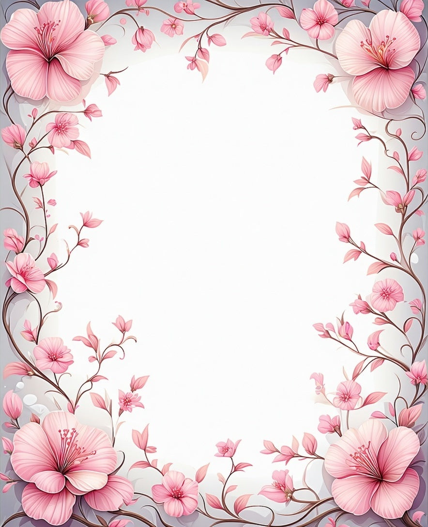 Pink Floral Vine Pattern Rug