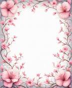 Pink Floral Vine Pattern Rug