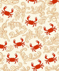 Red Crab Floral Scroll Pattern Rug