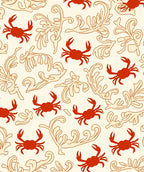 Red Crab Floral Scroll Pattern Rug