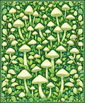Earthy Mushroom Leaf Forest Pattern Rug