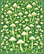 Earthy Mushroom Leaf Forest Pattern Rug