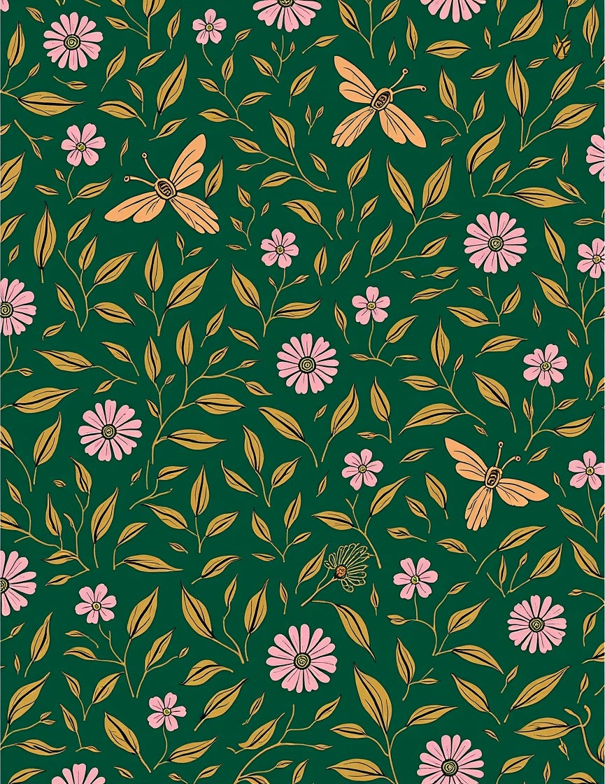 Whimsical Insects Floral Patterned Rug