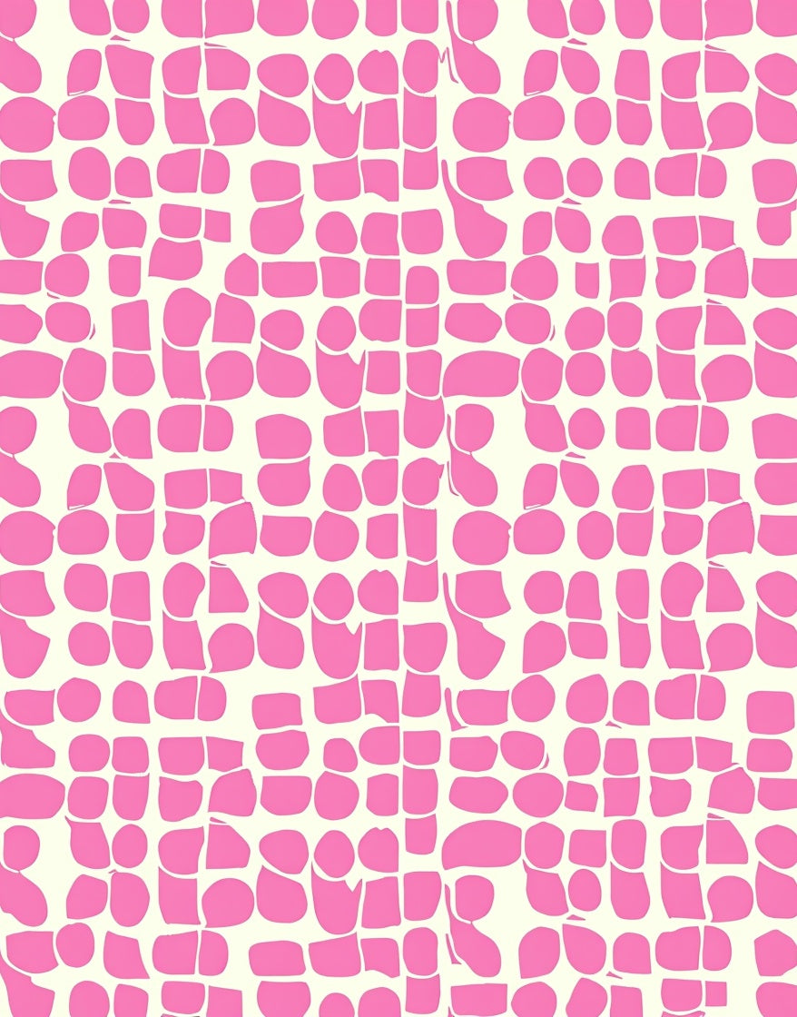 Loose Pink Geometric Fragment Pattern Rug