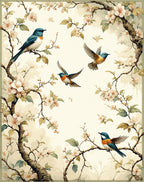 Spring Birds and Blossom Branches Rug