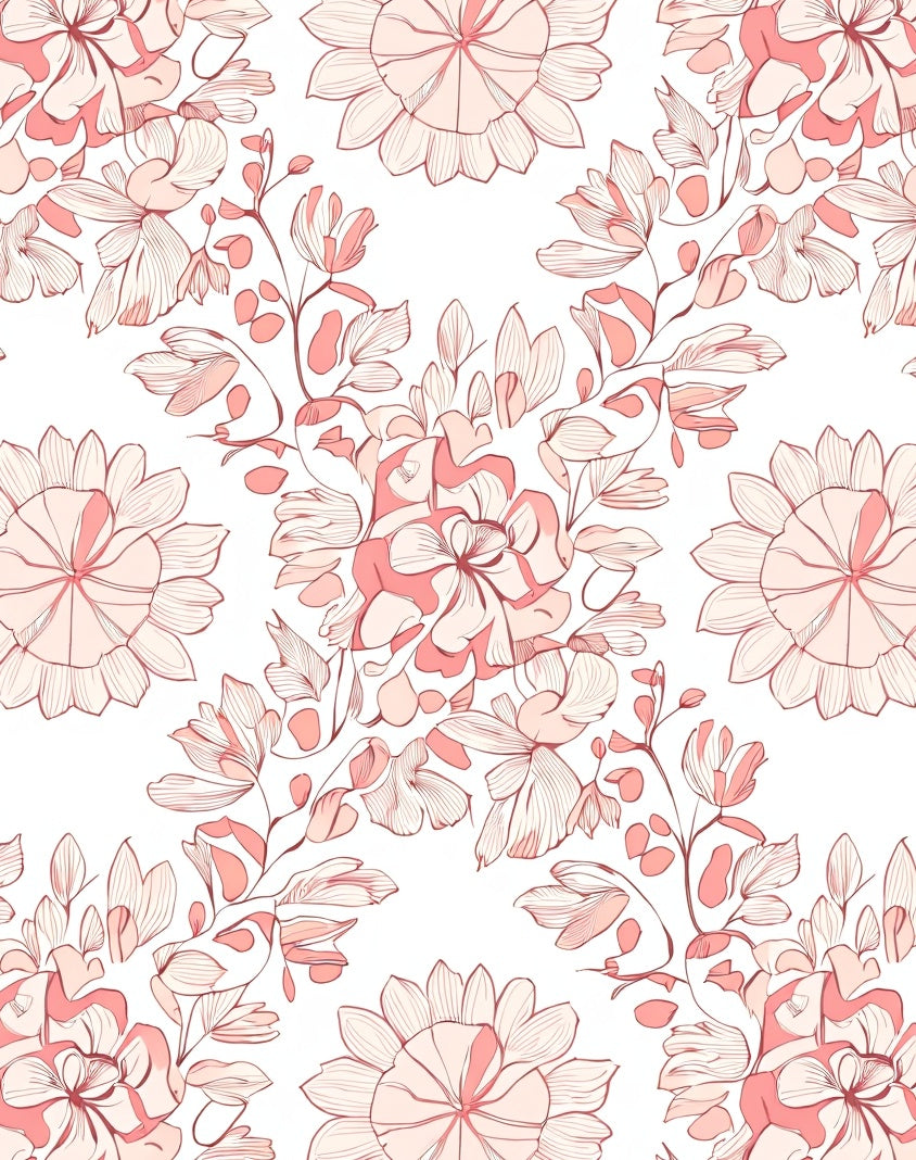 Delicate Floral Branches With Outline Detail Rug