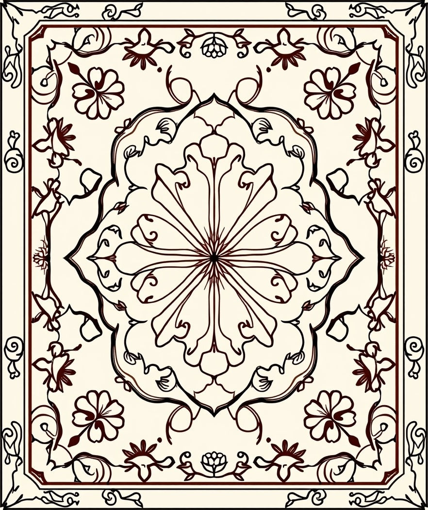Traditional Floral Medallion Cream Rug