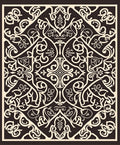 Ornate Swirls and Floral Scrollwork Design Rug