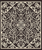 Ornate Swirls and Floral Scrollwork Design Rug