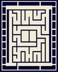 Navy Cream Geometric Maze Pattern Rug