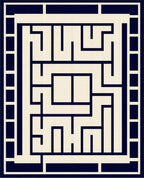 Navy Cream Geometric Maze Pattern Rug