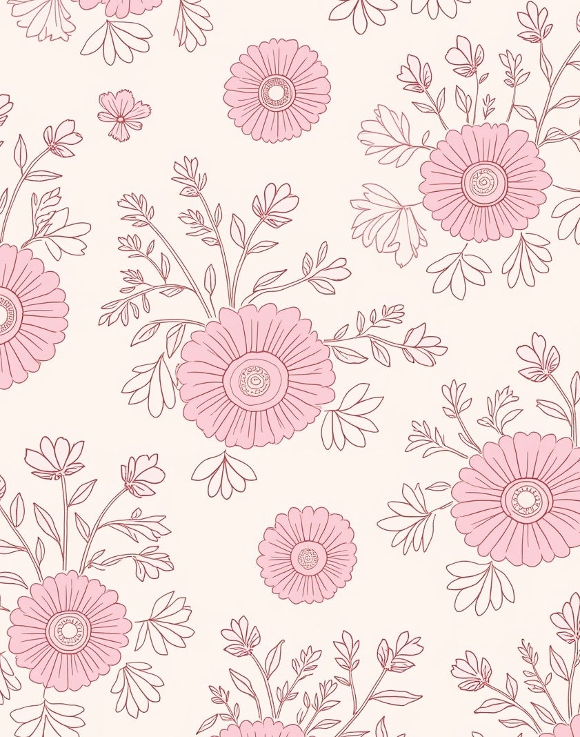 Charming Pink Floral Pattern Rug