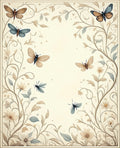 Soft Botanical Butterflies Filigree Design Rug