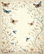 Soft Botanical Butterflies Filigree Design Rug